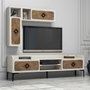 Hanah Home Samba Mueble para TV Nogal y Crema con Estantes de Pared